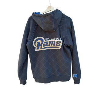 Vintage St. Louis Rams NFL Zip Up Hoodie Sweatshirt Black Medium